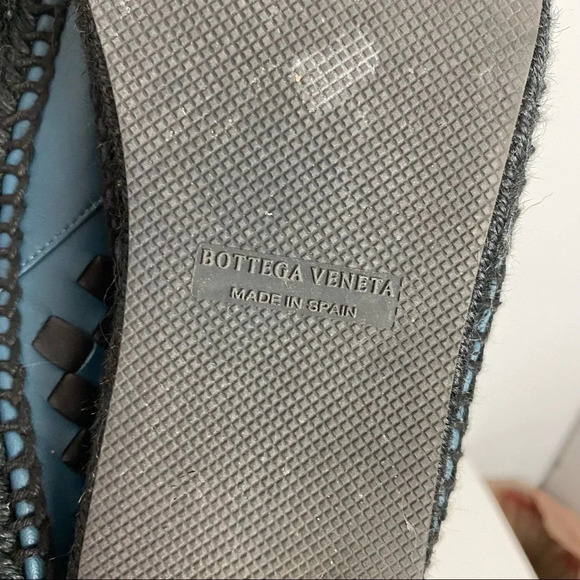 Bottega Veneta Leather Woven Espadrilles Mens 5 / 38 Slide On Shoes Blue Black - Picture 10 of 14